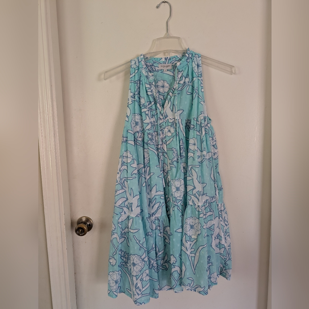 Olivia James The Label Blue & White Floral Eyelet Dress Small